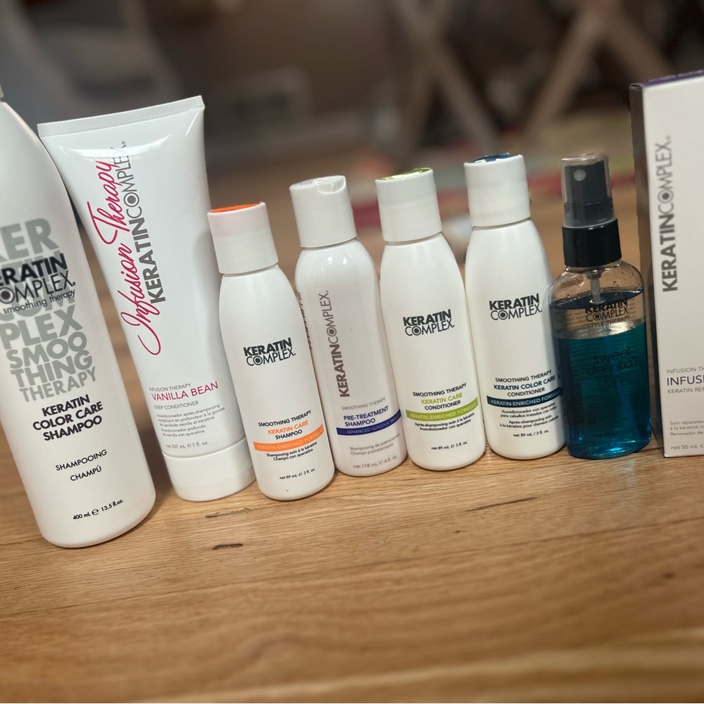 Keratin Complex Hair Care Set - White Bottles with Color Accents